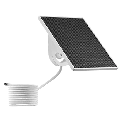 Solar panel with a white bracket and cable